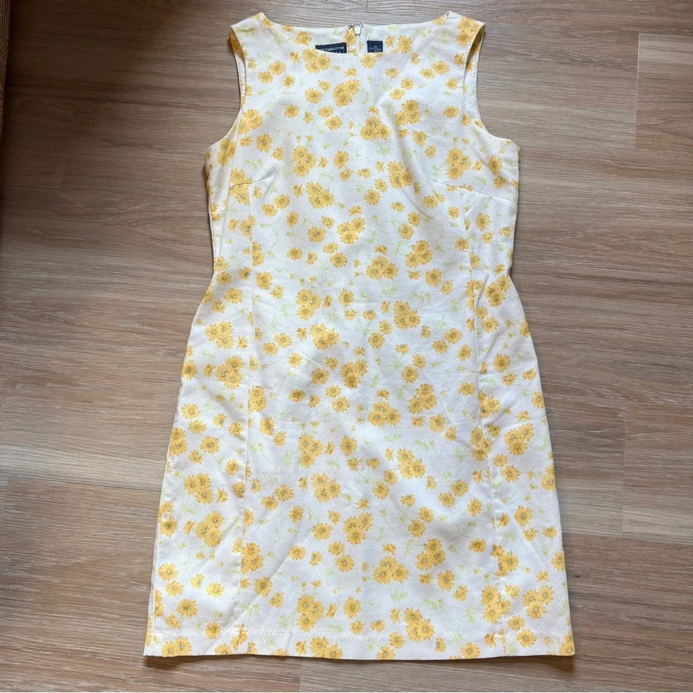 Vintage Liz Claiborne Yellow Floral Sheath Dress Size 10 cotton prairie - Picture 3 of 6